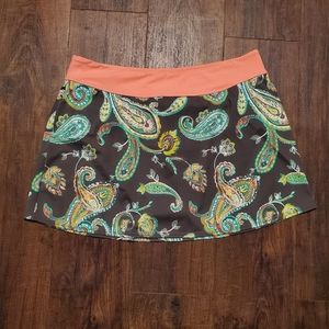 QVC Olive Green Paisley Skort Swimwear Womens 16